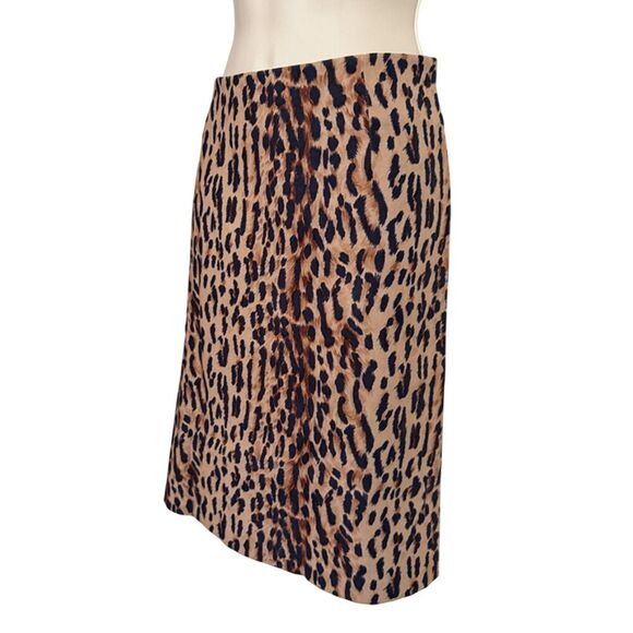 A.B.S by Allen Schwartz Leopard Print Black & Brown A-line Skirt Size 10P - Picture 7 of 12
